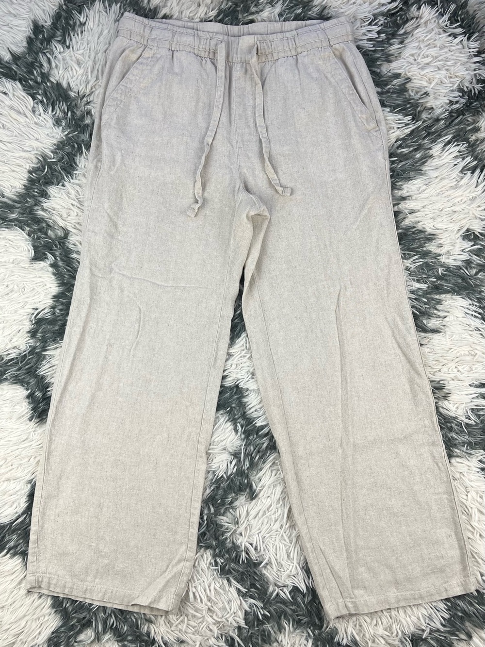 Old Navy Women’s Beige Linen Bled Wide Leg Pants Size Medium